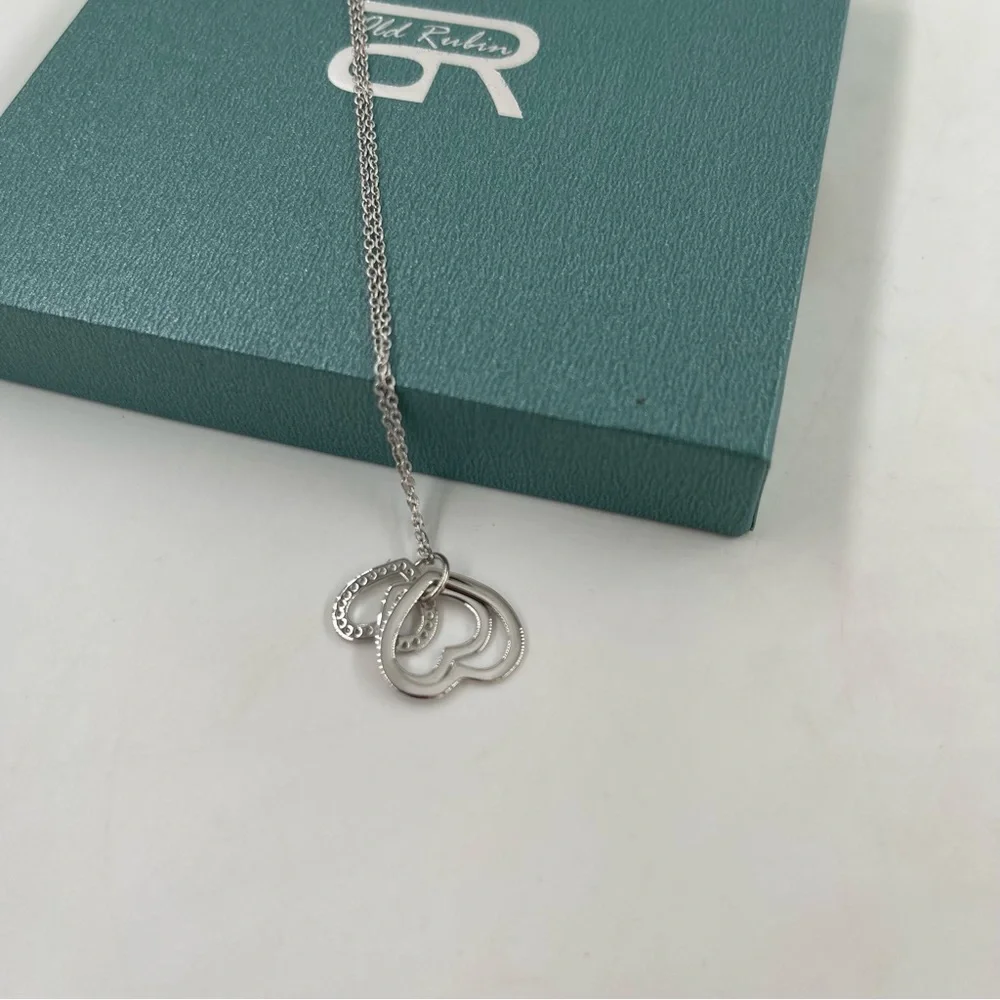 18” 925 Sterling Silver Triple Heart Silver-Tone 30th Birthday Pendant Necklace